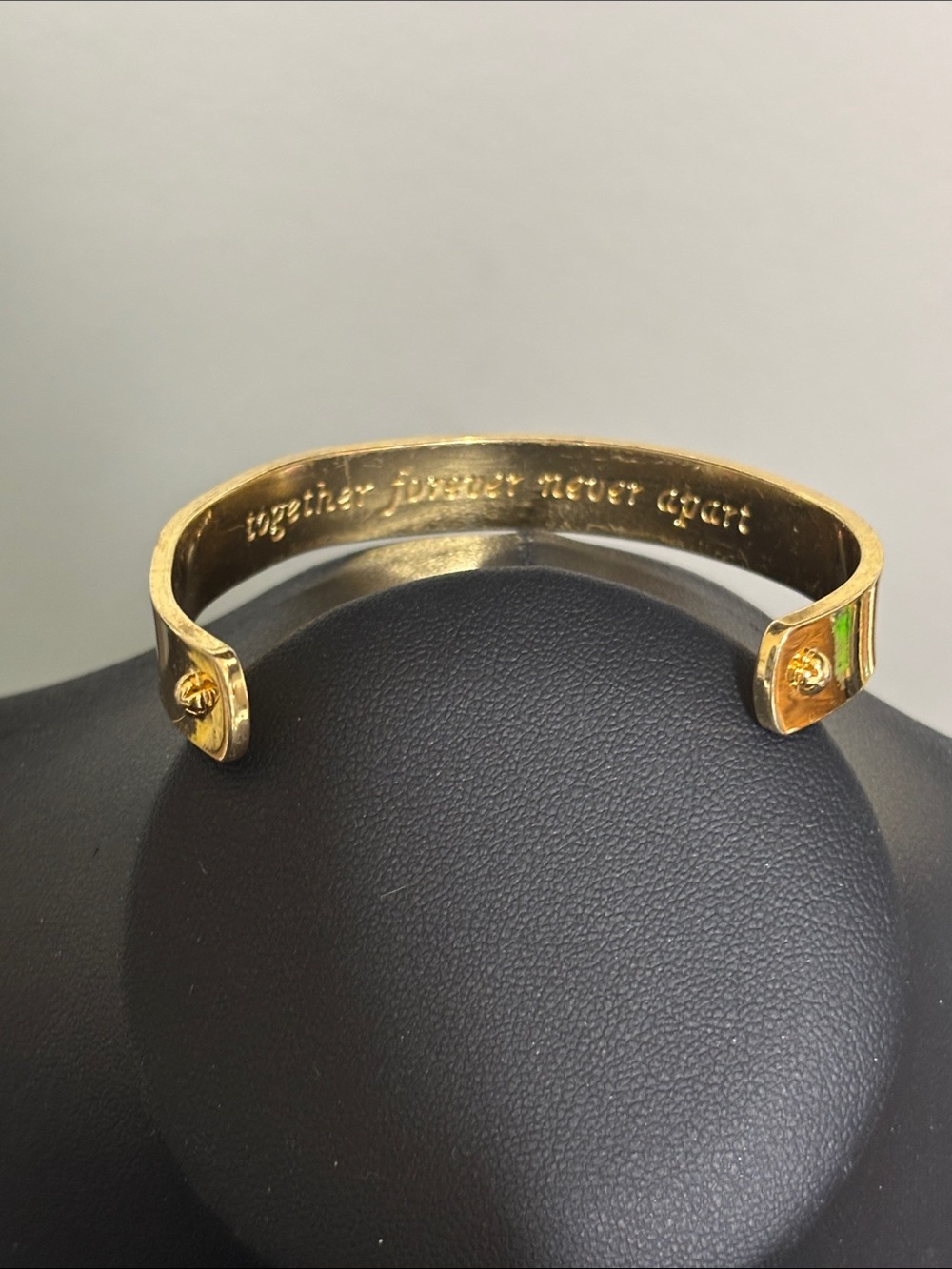 Kate Spade Gold Tone Open Cuff Bracelet Inspirational Engraving